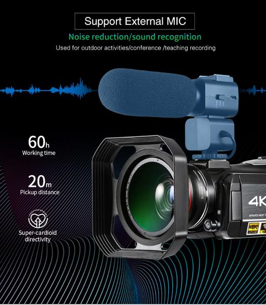 

camcorders ordro hdr-ac3 ips 3.1 screen camera 13mp cmos 4k b wide angle conference wedding dv wifi pc video cameras