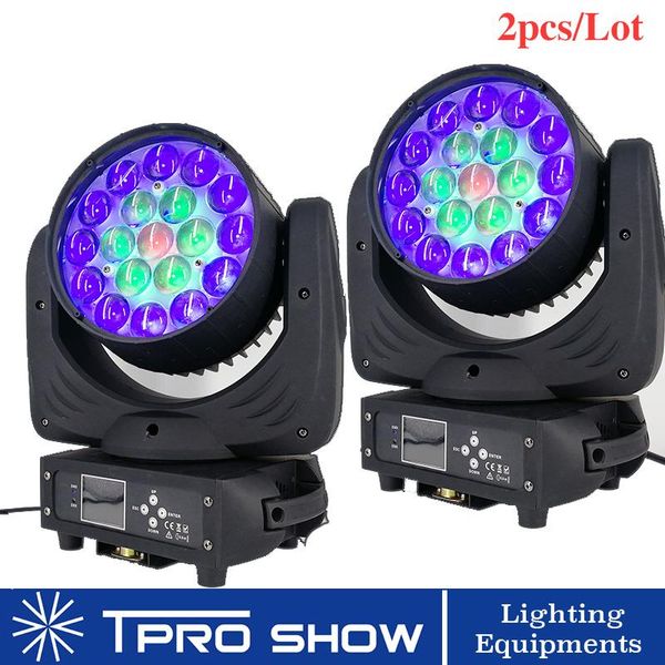 

effects 2pcs 19x15w rgbw moving head zoom wash light equipment led ring control lighting for professional lights