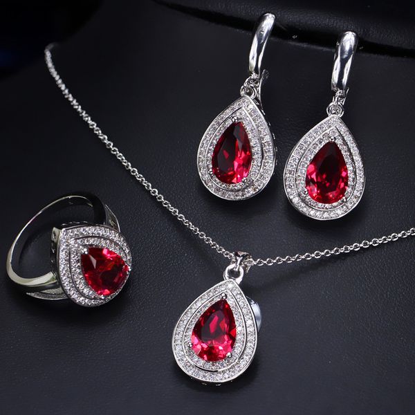 

selling jewelry zircon necklace earring ring set chain, Black