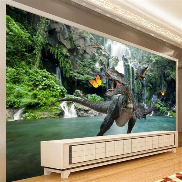 Beibehang papel de parede personalizado em larga escala personalizada dinossauro paraíso sala de visitas espaço de entretenimento vista fundo parede