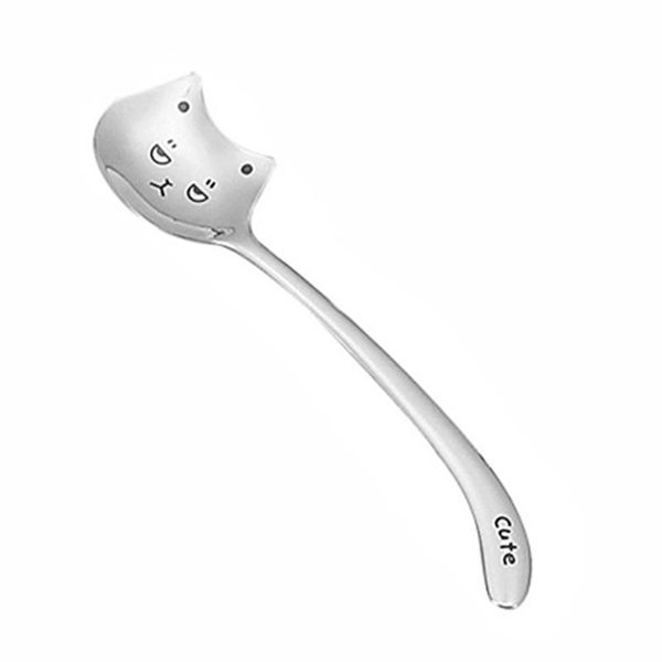 

spoons tea dessert ice cream accessories coffee spoon salad drink long tail cat stainless steel birthday gift kitchen bar