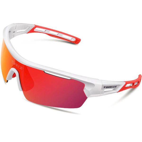 

sunglasses polarized sports with 4 interchangeable lenes for men women running driving fishing golf baseball brand glasses, White;black