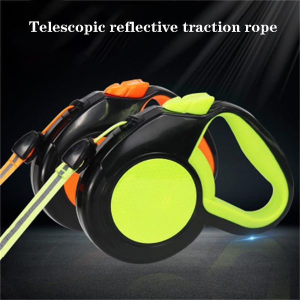 

retractable dog leash nylon rope automatic reflective luminous night traction for small large dogs with dispenser collars & leashes