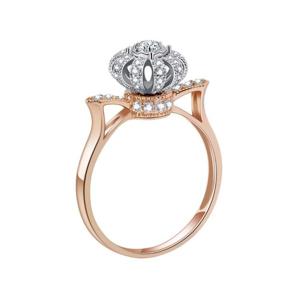 

cluster rings silver zircon rotatable plated anniversary gift ring fashion inlaid cubic zirconia open women's jewelry, Golden;silver