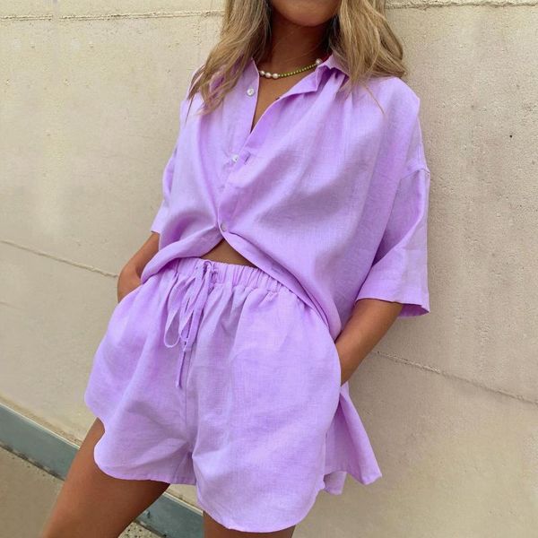 

women's polos casual womem lounge wear summer tracksuit shorts set long sleeve shirt and mini suit 2021 two piece, White