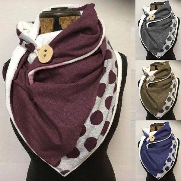 

scarves women casual scarf comfortable muffler winter dot print button soft wrap warm neck retro female shawl, Blue;gray