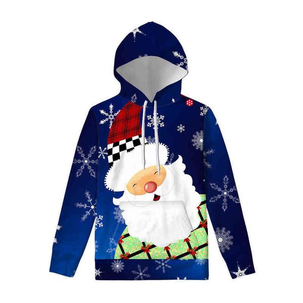 

men's hoodies sweatshirts cute santa claus hoodie men's spring and autumn long sleeve snowman sleigh print, Black