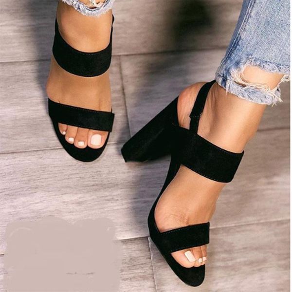 

dress shoes 2021 women summer suede platform 11.5cm high heels block sandals lady chunky pumps female elastic, Black