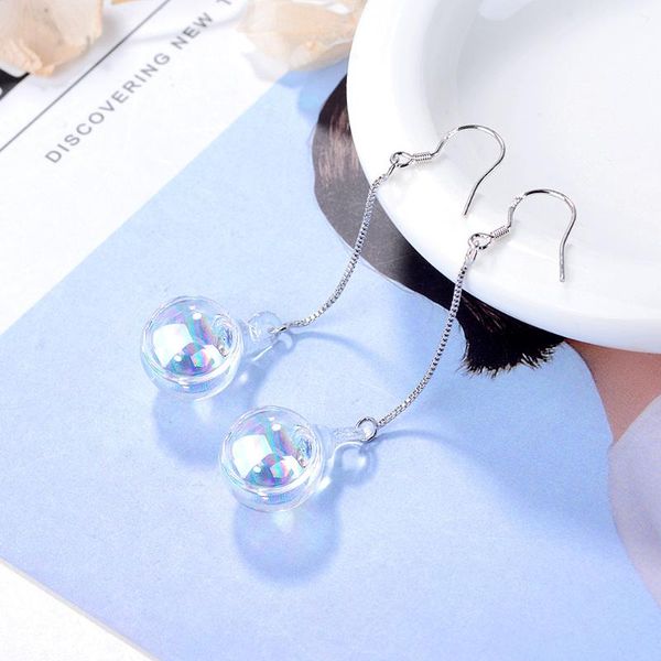 

dangle & chandelier utimtree fashion multicolored glass ball long tassel earrings for women pendientes sterling 925 silver drop earring girl