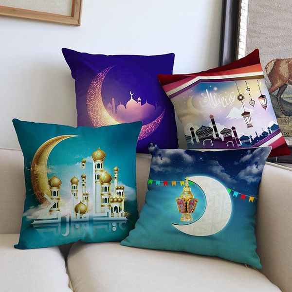 

cushion/decorative pillow 45*45cm muslim ramadan decoration for home cotton seat sofa cushion cover classic lantern throw pillowcase eid mub