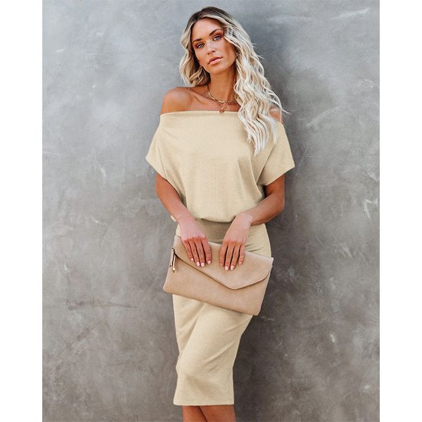 

factory75cq factory051z solid off shoulder high waist short sleeve women's buttock dress, White;black