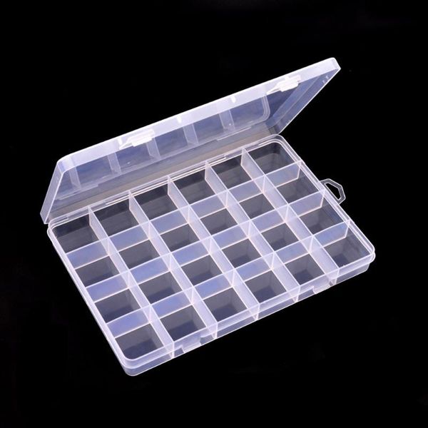 

plastic 24 slots adjustable jewelry storage box case craft organizer beads square transparent earring baskets