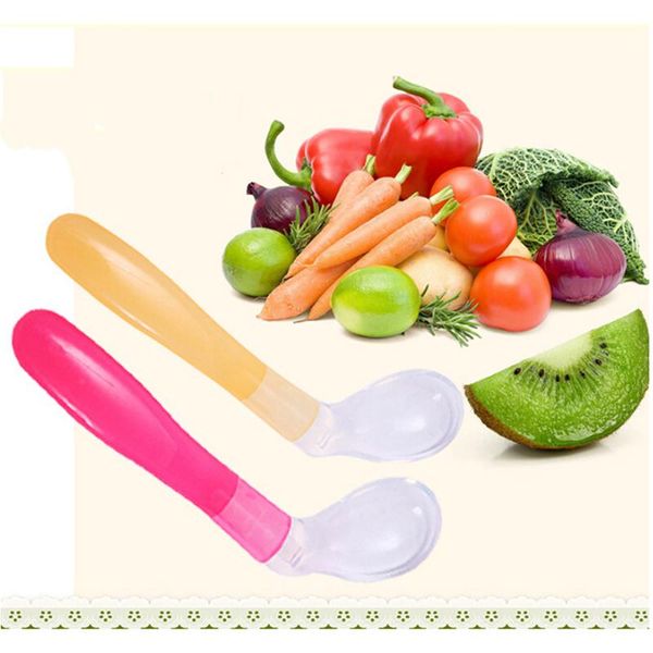 

cups, dishes & utensils solid 1pcs baby feeding spoons bpa soft silicone first stage infant kids training 3 color