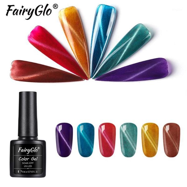 

fairyglo 8ml 3d cat eye gel nail polish fur effect soak off magnetic varnish semi permanent art lacquer uv led gels1, Red;pink