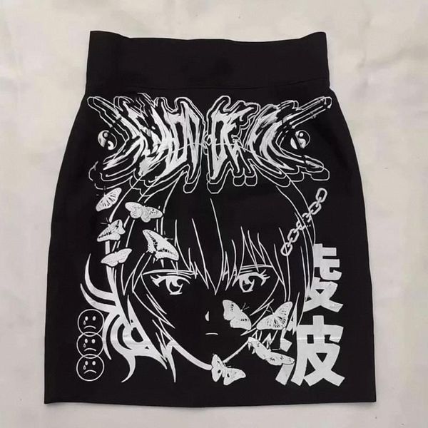 

kawaii short gothic punk dark women skirt street y2k aesthetic, Black
