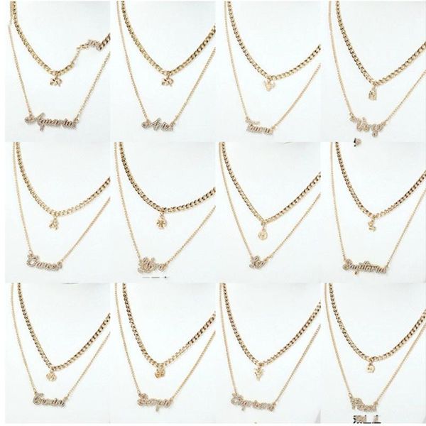 

pendant necklaces vintage rhinestone constellation necklace for women punk letter pattern girls jewelry gift, Silver