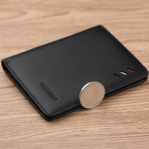 

genuine leather mens wallet short bifold slim mini credit card holder multi case organizer purse black brown, Red;black