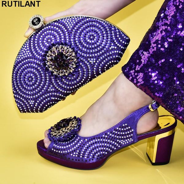 

dress shoes purple color italian ladies and bag set decorated with rhinestone women to match for partie heels, Black