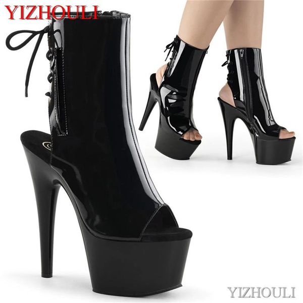 

boots 17 cm,  inch model stiletto heels, summer banquet stage models pole dancing ankle, Black