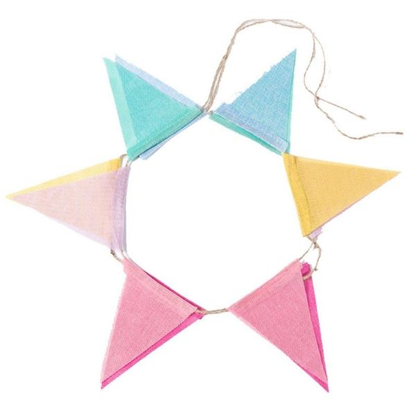 

party decoration retail 2pcs 4m colorful jute linen flags pennant birthday bunting banners wall hanging wedding banner for home decor
