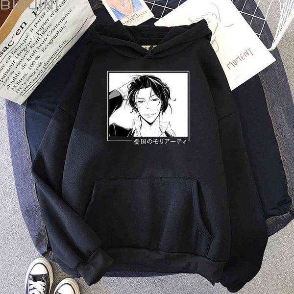 

anime hoodies women aesthetic vintage moriarty the patriot herlock print long sleeve goth clothes streetwear kawaii colors12 y0820, Black