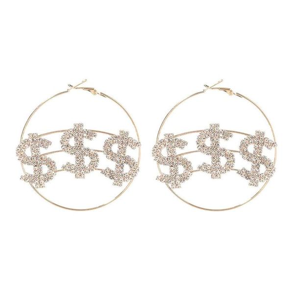 

hoop & huggie earrings fashion jewelry 2021 european exaggerated creativity dollar rhinestone feminized accessories wholesale, Golden;silver