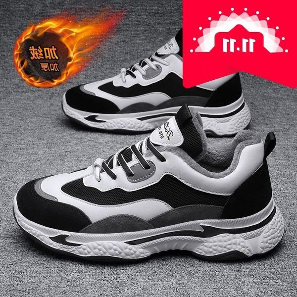 

winter men's shoes 2021 new trend versatile plush sports leisure dad's thickened warm cotton, Black