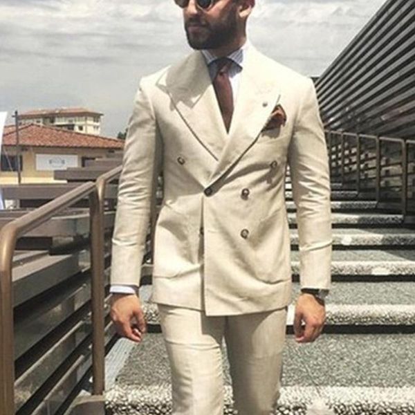 

latest coat pant designs ivory beige double breasted men suit formal slim fit gentle blazer custom 2 piece mens suits terno men's & bla, White;black
