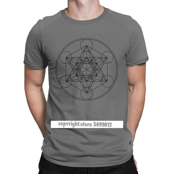 MetaTrons Cube Цветок жизни Топы футболки Мужская Хлопок Сумасшедшая Футболка Священная геометрия Magic Mandala Tee Fitness 210706