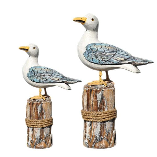 

decorative objects & figurines 2pcs ornaments artistic mediterranean style tv cabinet wood craft bird decoration for office store home