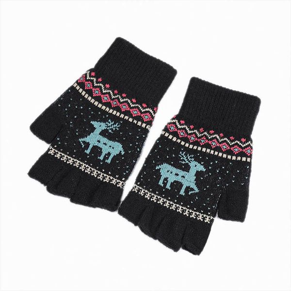 

children's fingerless gloves fashion knit boys accessories printed winter girls 8-15y b9031, White