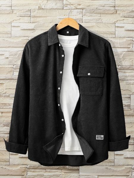 

men patched detail flap pocket coat t5lb#, Black;brown