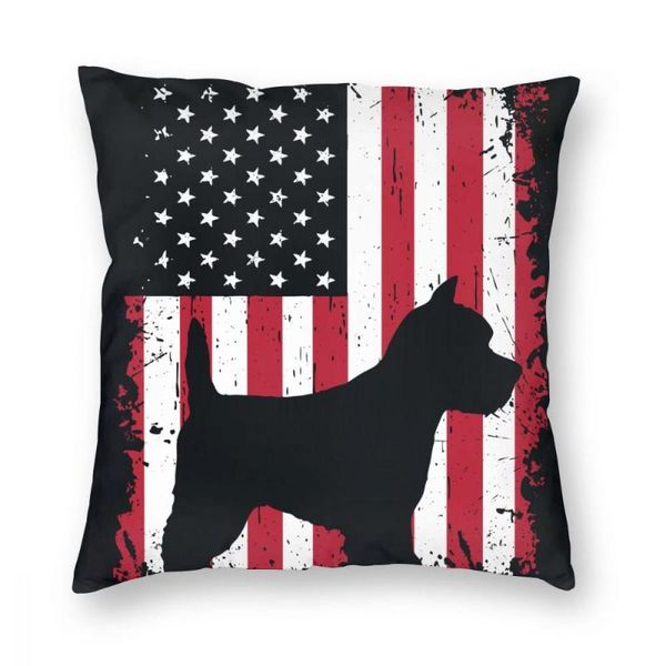 

westie west highland white terrier dog usa flag throw pillow cover polyester cushions for sofa casual cushion covers cushion/decorative