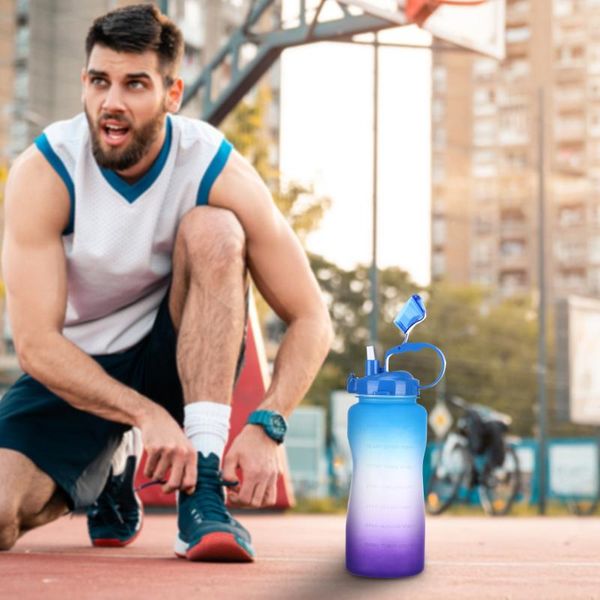 

water bottle 2l gallon outdoor sports with flip-flop bpa drink bottles portable phone stand gym jug leak proof