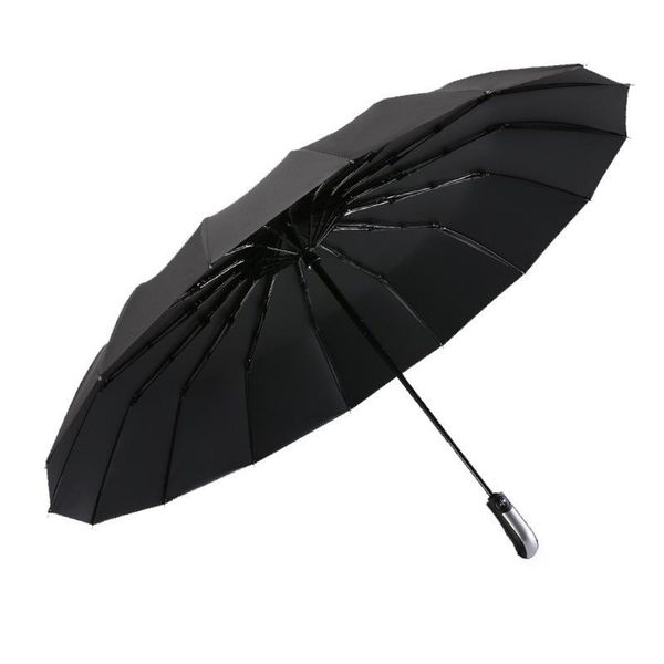 

umbrellas 16k full automatic women umbrella three-folding solid color business men black coating uv sunny and rainy