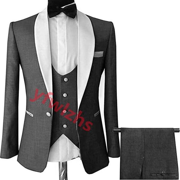 

men's suits & blazers arrival one button groomsmen shawl lapel groom tuxedos men wedding/prom blazer ( jacket+pants+vest+tie) c271, White;black