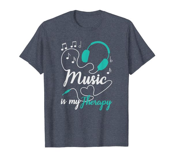

music is my therapy t-shirt cute music lover tee, White;black