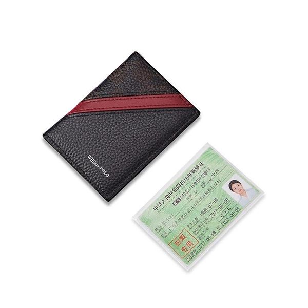 

card holders ultra-thin couple mini holder high-end fashion men's wallet short first layer cowhide leather driver's license case, Brown;gray