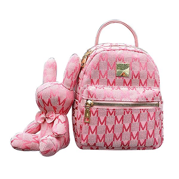 

girl fashion backpack letter print design cartoon bunny pendant sports outdoor traveling to work student school bag birthday valentine'