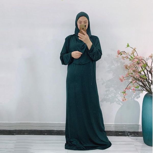 

ethnic clothing ramadan one piece prayer abaya hooded dress kaftan muslim women jilbab hijab robe solid color islam dubai turkey clothes, Red