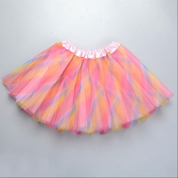

dance girl organza children women skirt tutu rainbow length 30cm, Black