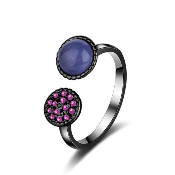 

cluster rings creative fashion exquisite 925 sterling silver jewelry three colors cat opal crystal flower temperament opening sr363, Golden;silver