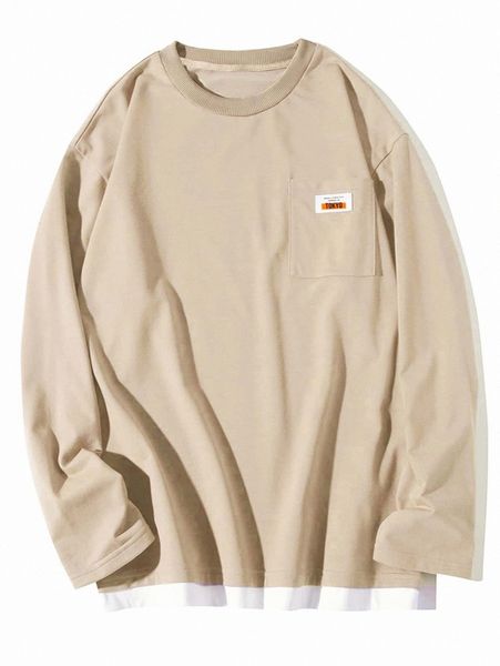 

men pocket letter patched combo tee q9ux#, White;black