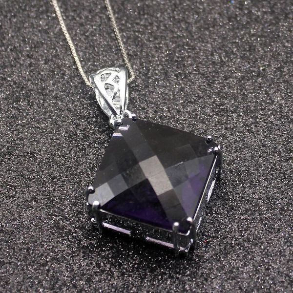 

pendant necklaces hermosa unique natural huge square purpleamethyst silver color for women charms chain necklace 20 inch