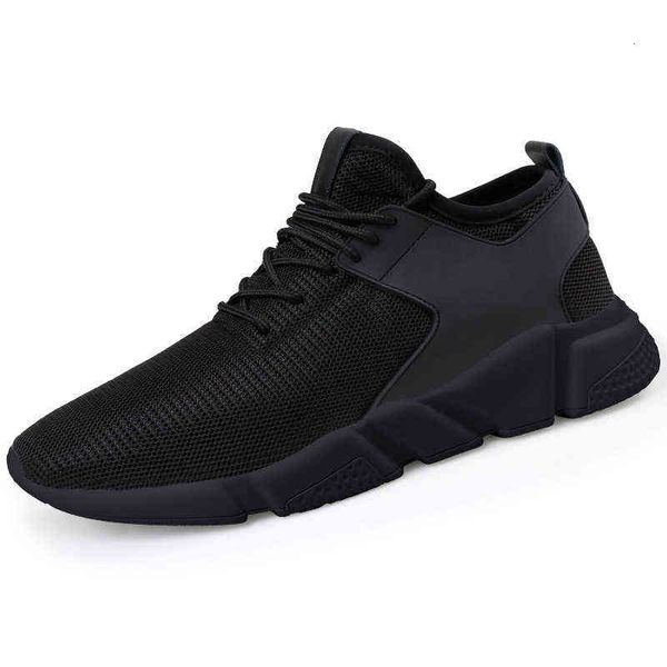 

autumn and winter men's shoes lightweight breathable running korean 2021 casual sneakers student sports, Black