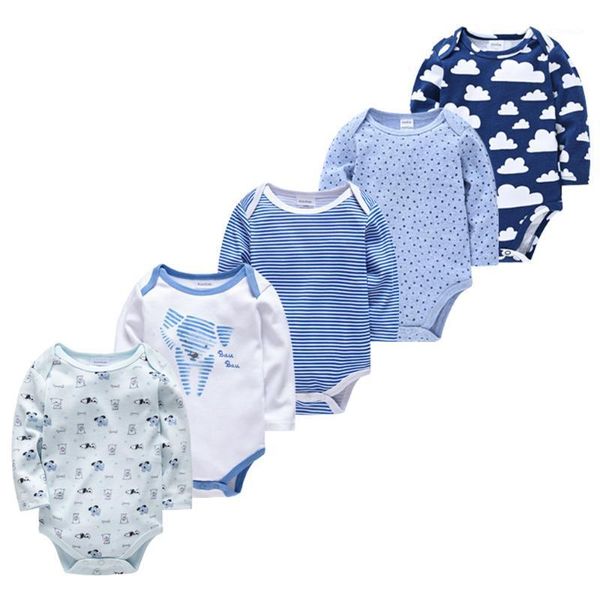 

rompers honeyzone kid clothes cartoon print onesie baby boy girl outfit full sleeve bodysuits 5pcs/set infant overalls combi pyjama, Blue