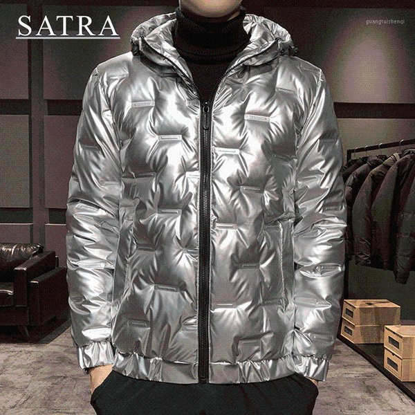 

men's down & parkas satra 2021 arrival men white 90% duck bright surface hooded jackets,men's winter warm parka overcoat jackets, Black