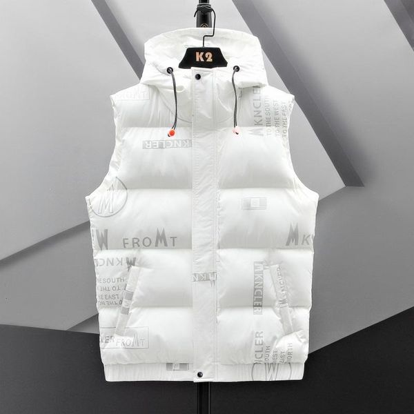 

men's vests winter warm men cotton padded vest jacket sleeveless thick waistcoat zipper male casual parkas coat outerwear, Black;white