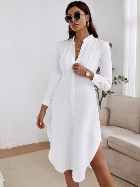 

curved hem shirt dress f0j9#, Black;gray