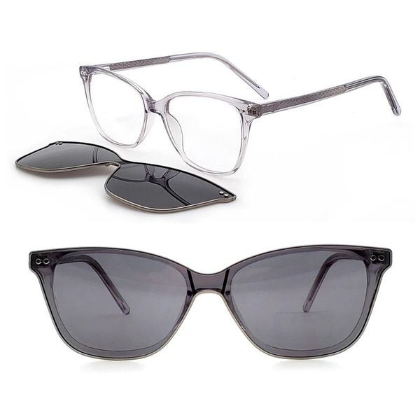 

fashion sunglasses frames acetate clip on unique shape optical glasses frame with magnetic steel rim polarized lenses h7801, Black